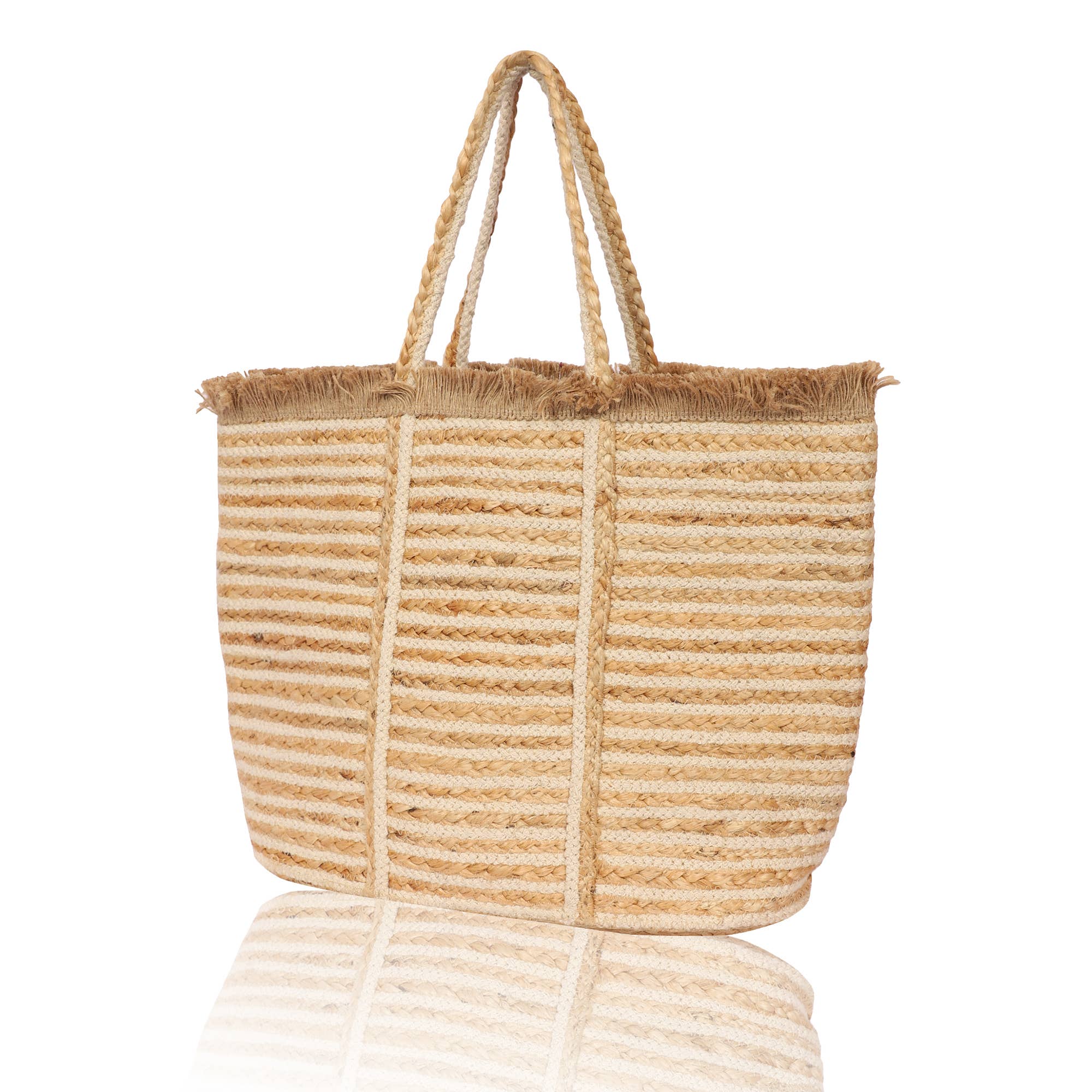 Classic Pure Jute Beach Picnic Unisex Tote Beach Bag