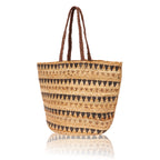 Brown Natural Triangle Stripes Pure Jute Women's Tote Bag