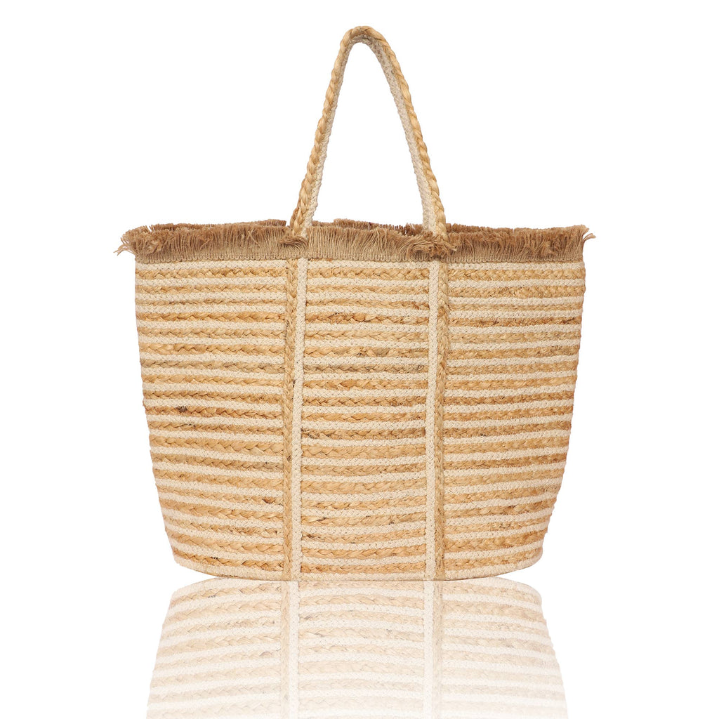 Classic Pure Jute Beach Picnic Unisex Tote Beach Bag