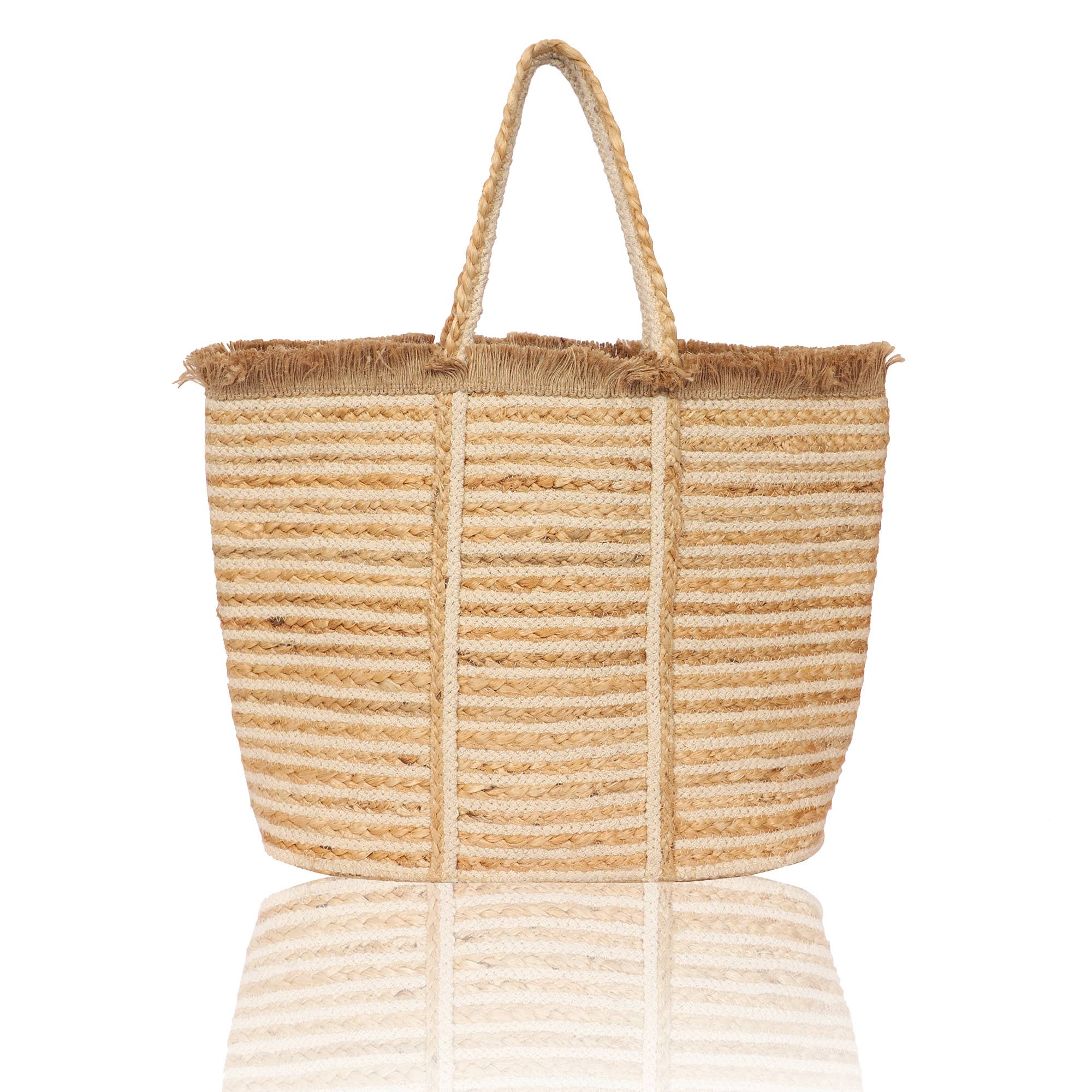 Classic Pure Jute Beach Picnic Unisex Tote Beach Bag