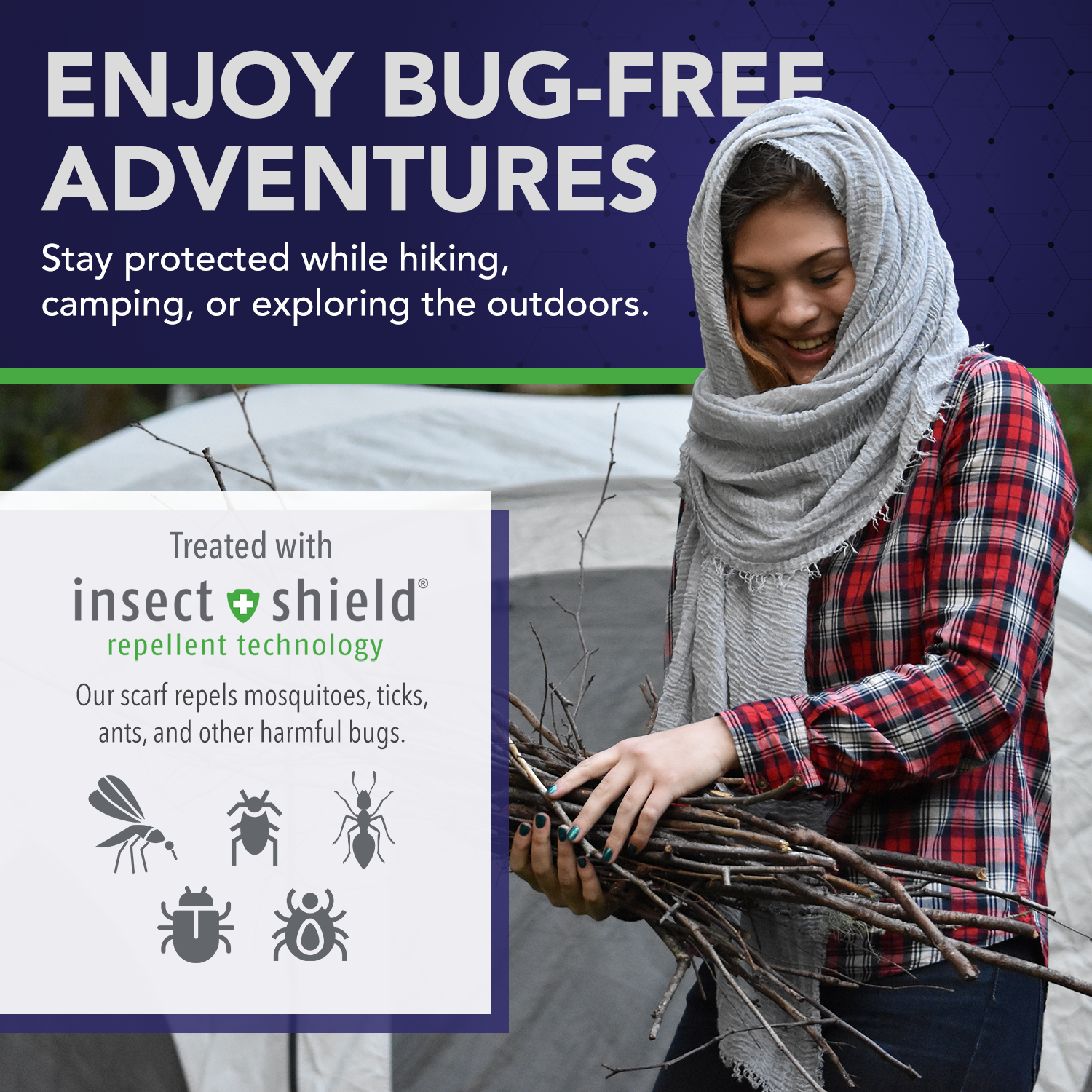Insect Shield Protection Bug Repellent Clothing Womens Scarf