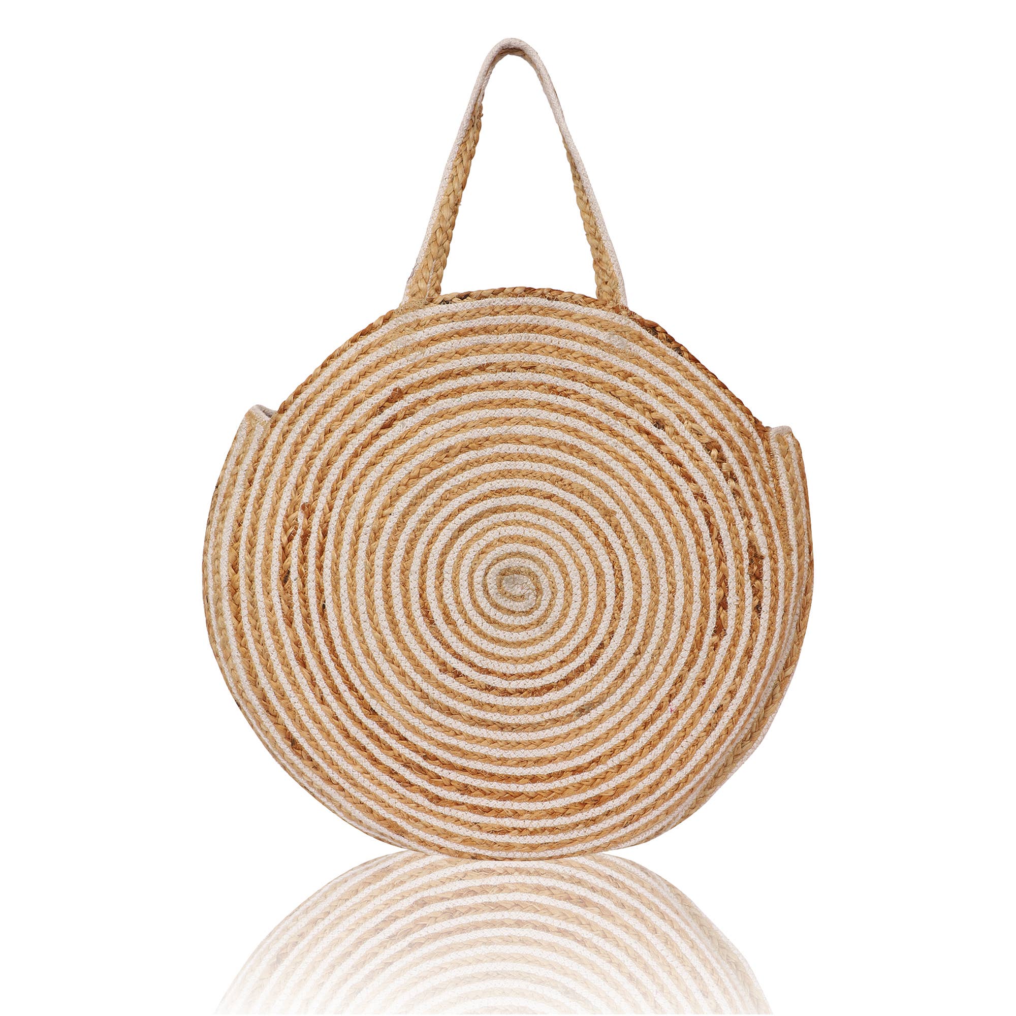 Extra Large Striped Pure Jute Unisex Beach Tote Bag