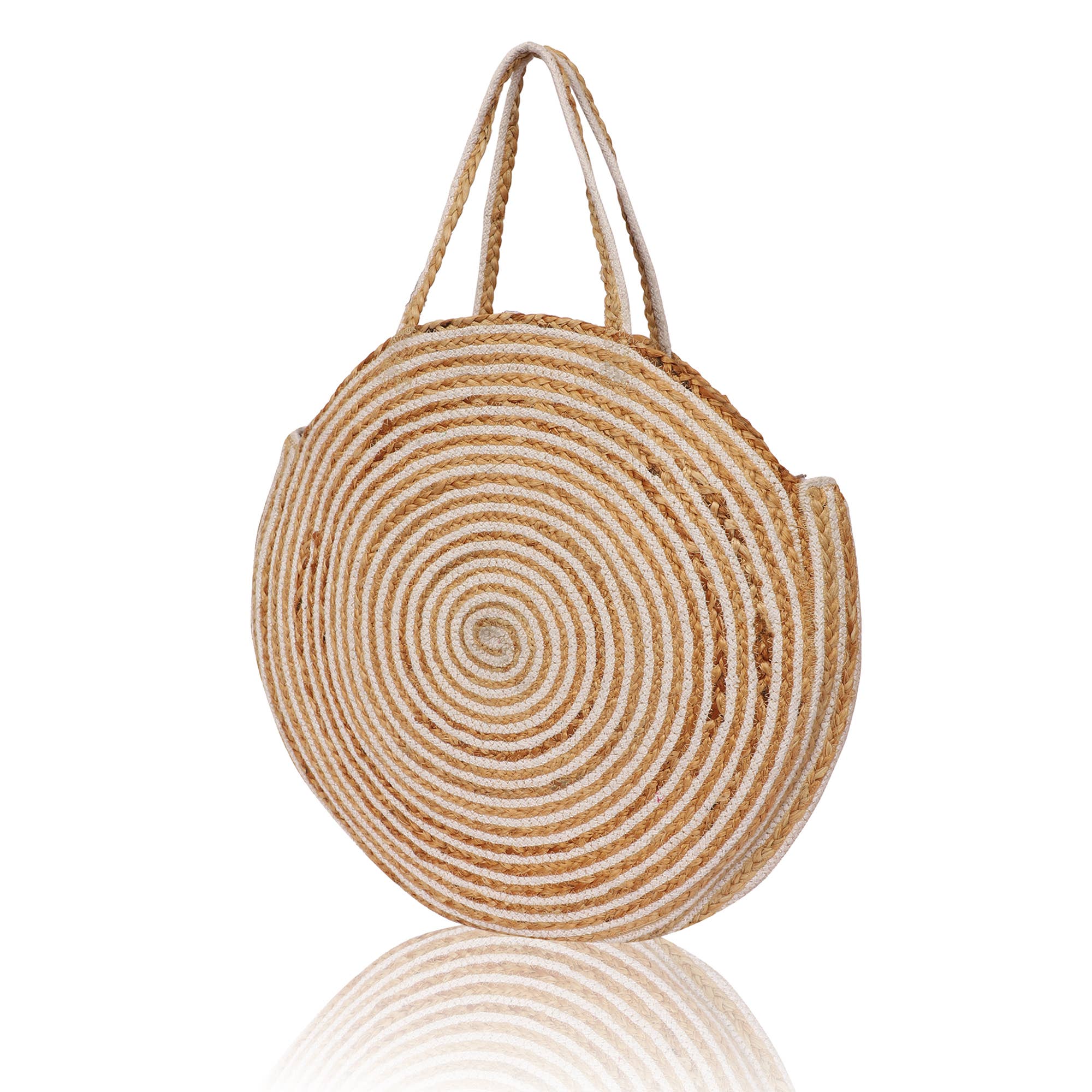 Extra Large Striped Pure Jute Unisex Beach Tote Bag