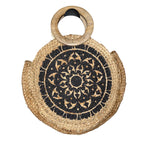 Round Jute Tote bag with Wooden Handle