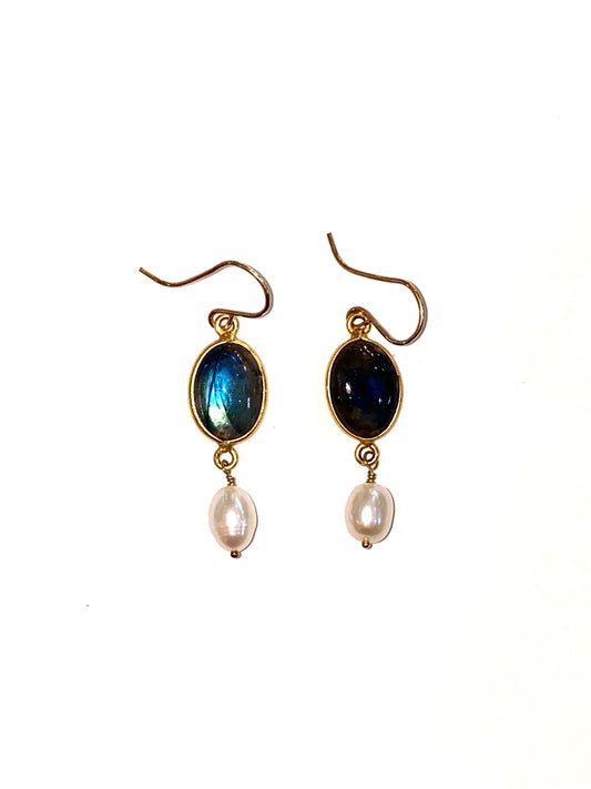 Live Oak Designs - Labradorite & Pearl Earrings