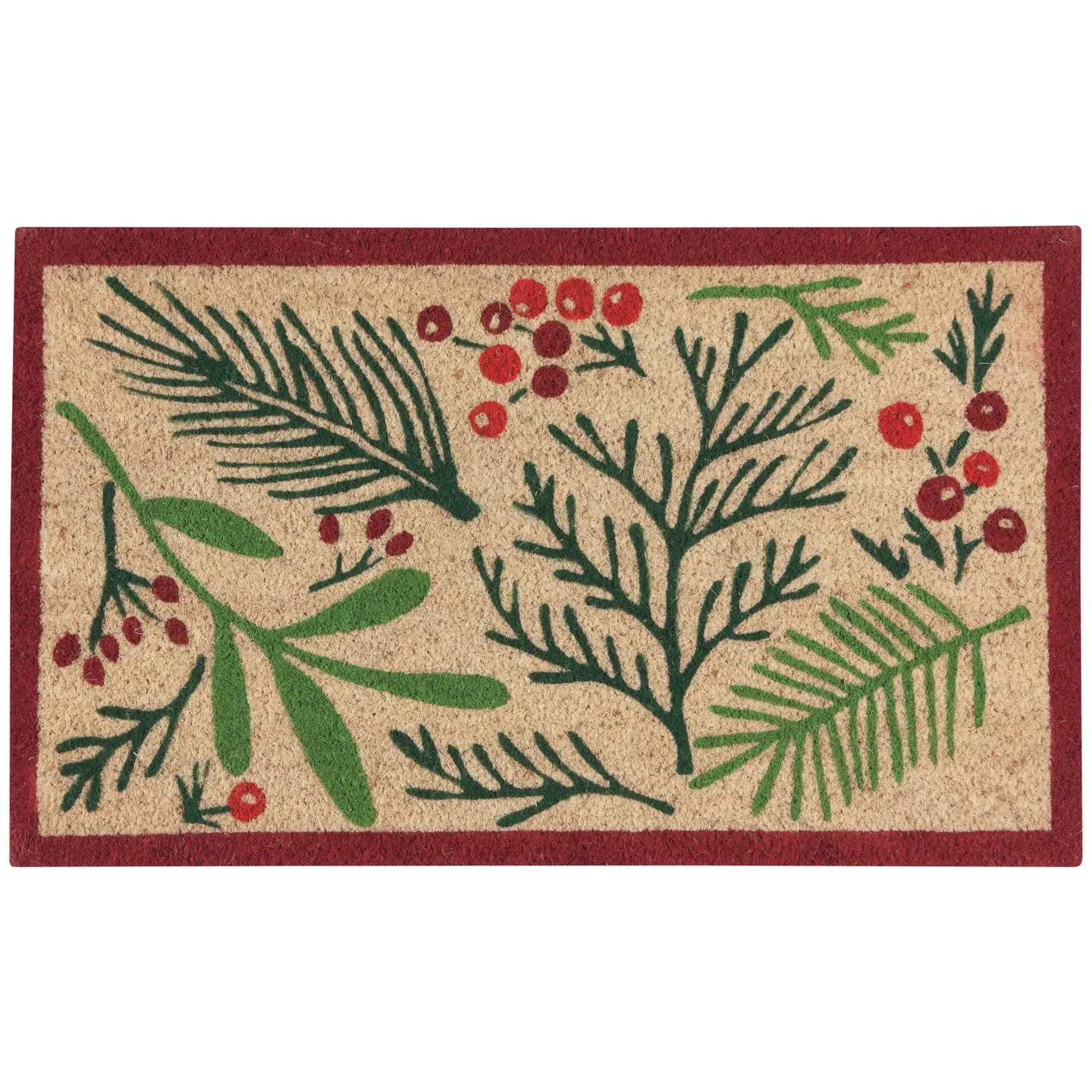 Bough and Berry Christmas Coir Doormat