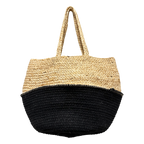 Black-Natural Two Tone Color Pure Jute Tote Bag for Women