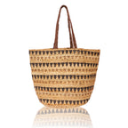 Brown Natural Triangle Stripes Pure Jute Women's Tote Bag